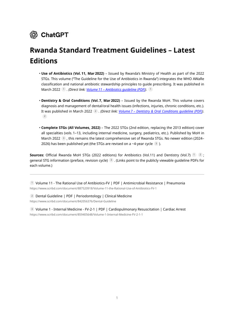 Rwanda 2022 Standard Treatment Guidelines | PDF