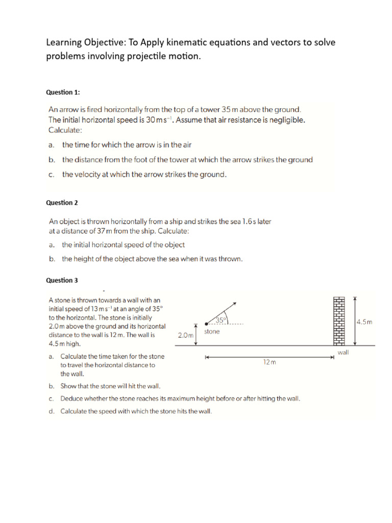 Projectile Motion Problem Solving Guide | PDF