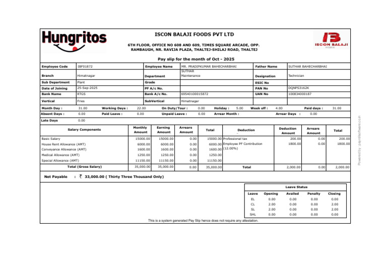 Rpt Pay Slip NIIT1 | PDF | Taxes | Employment Compensation