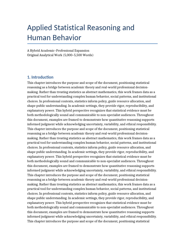 Statistical Reasoning in Human Behavior | PDF | Statistics | Validity ...