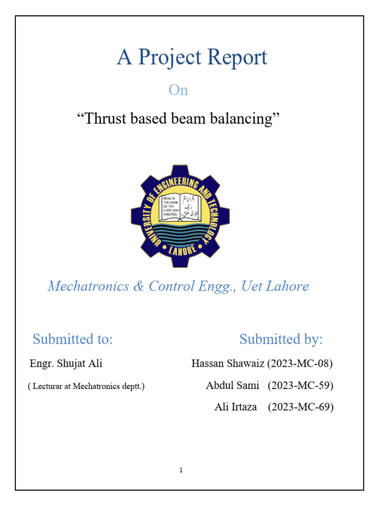 Thrust-Based Beam Balancing Project | PDF | Computer Engineering ...