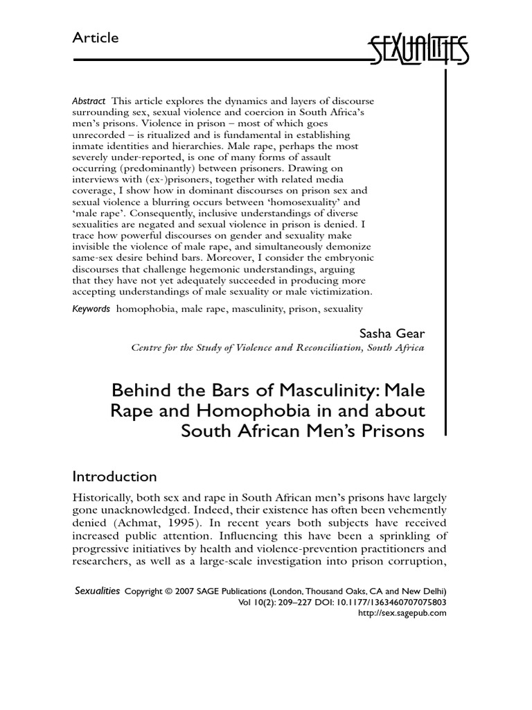 Male Rape and Homophobia in SA Prisons | PDF | Rape | Masculinity
