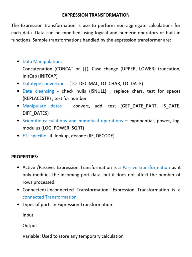 Expression Transformation in ETL Processes | PDF | String (Computer ...