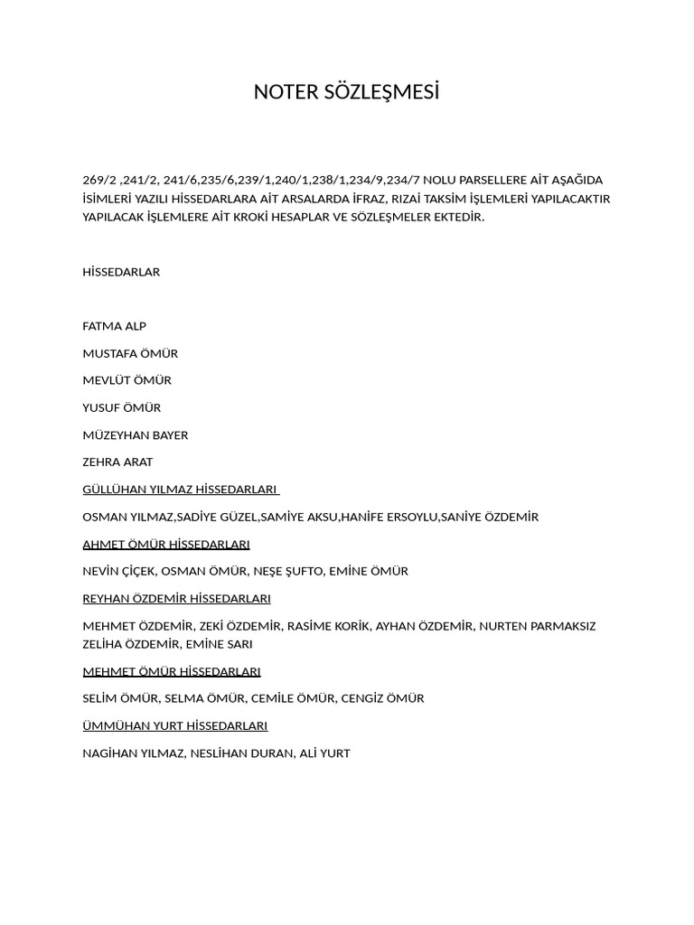 Noter Sözleşmesi̇ | PDF