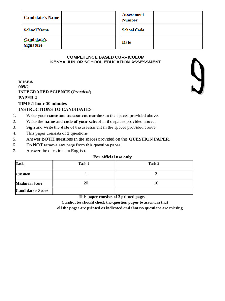 G9 Integrated Science Paper 2 | PDF | Energy Level | Electron