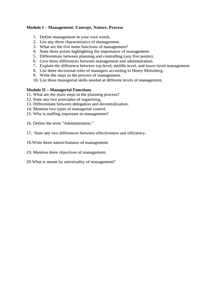 Module I - Management: Concept, Nature, Process | PDF