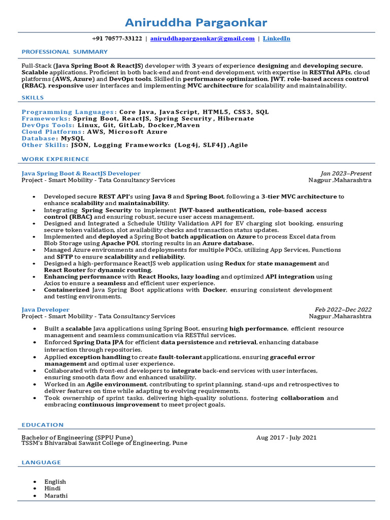 Full-Stack Developer: Java & React Expert | PDF | Microsoft Azure ...