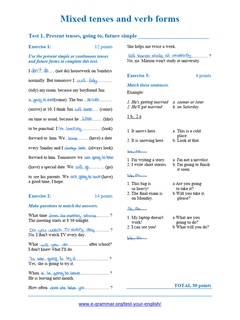 Test Your English 1 | PDF | Syntax | Grammar