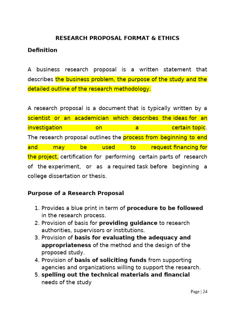 Research Proposal Format & Ethics Guide | PDF | Sampling (Statistics ...