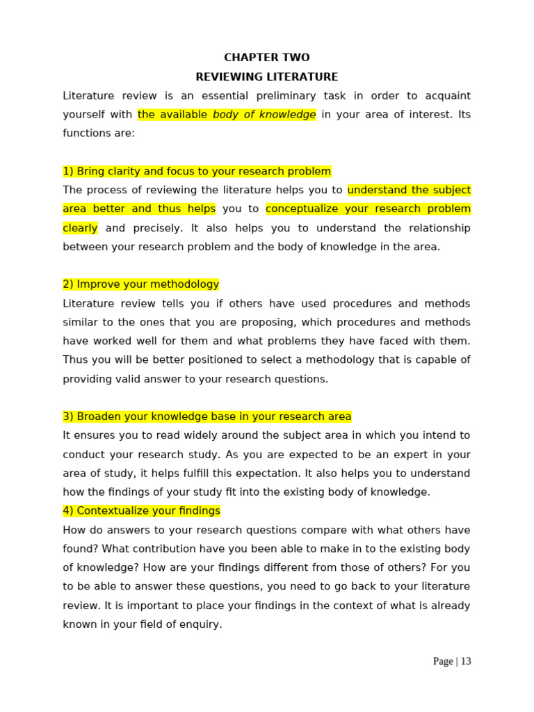 Importance of Literature Review in Research | PDF | Hypothesis | Survey ...
