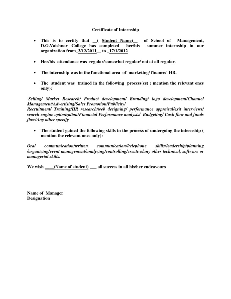 Certificate of Internship | PDF | Business