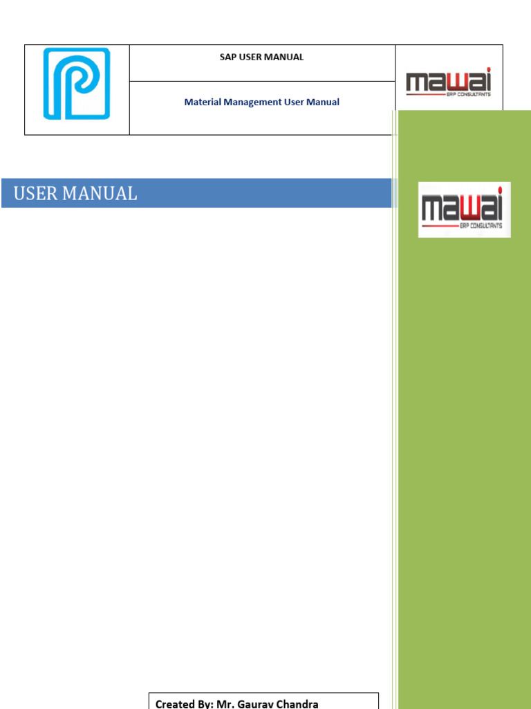 SAP Material Management User Manual | PDF | Menu (Computing) | Procurement