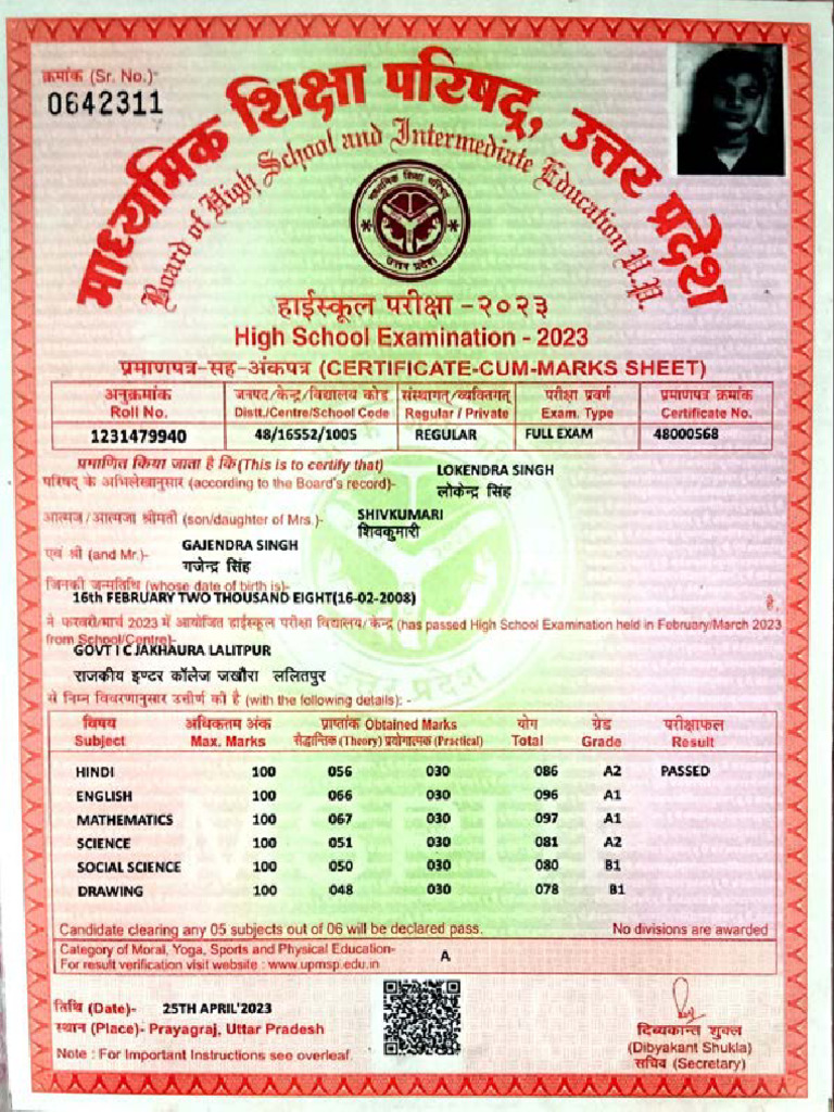 10th Marksheet Compressed | PDF