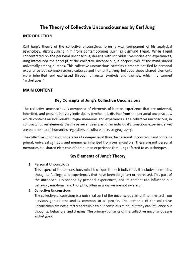 Jung's Collective Unconscious Explained | PDF | Unconscious Mind | Carl ...