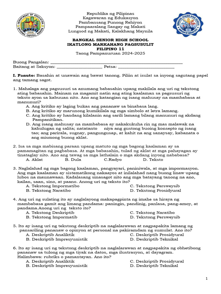 Ikatlong Markahan-Final Validated Bshs | PDF