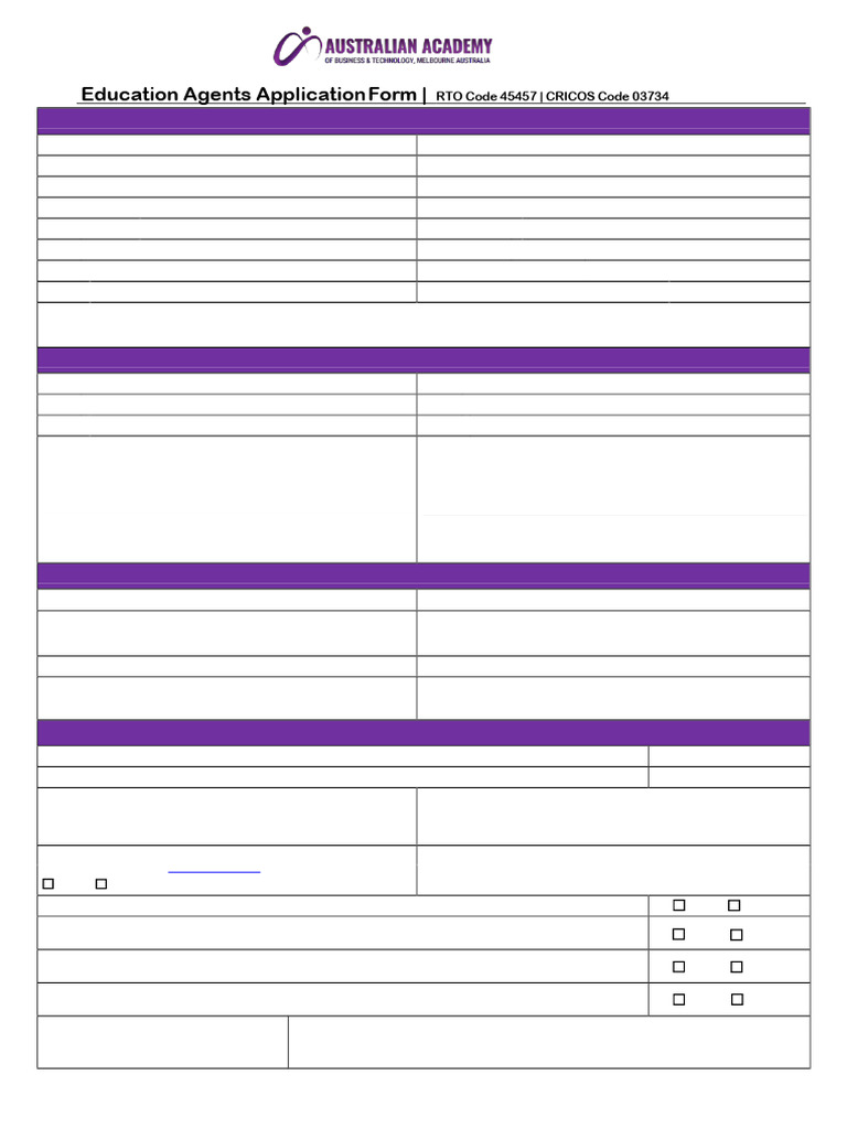 Education Agents Application Form AABT | PDF | Justice | Crime & Violence