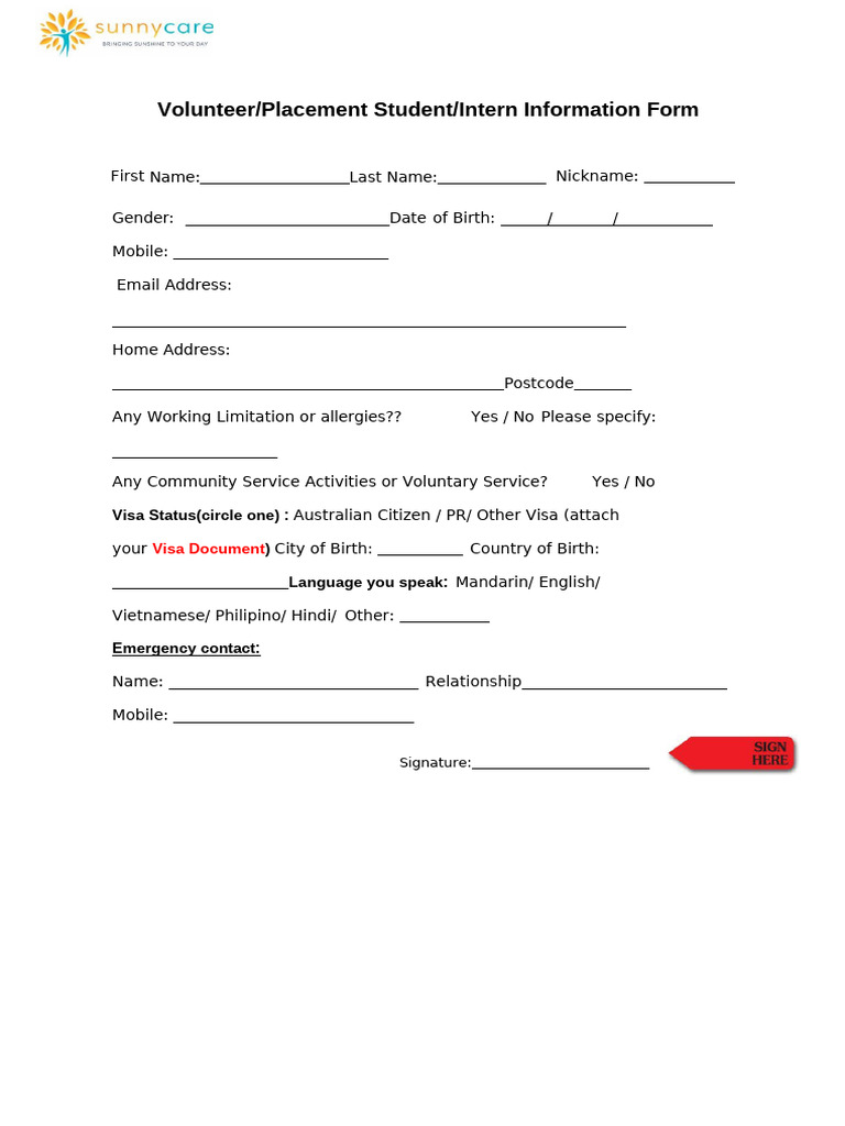 1 PCW Student Placement (Volunteer) Agreement | PDF | Occupational ...