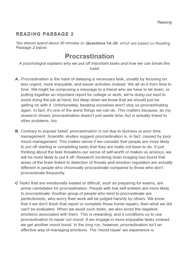 Understanding Procrastination Causes | PDF
