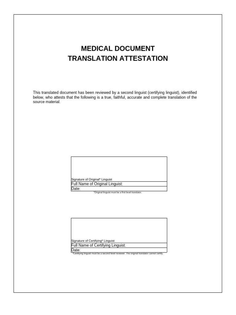 Medical Translation Attestation Form | PDF