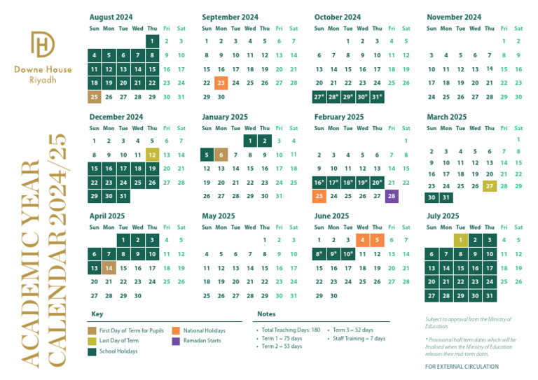 2024-25 Academic Year Calendar | PDF