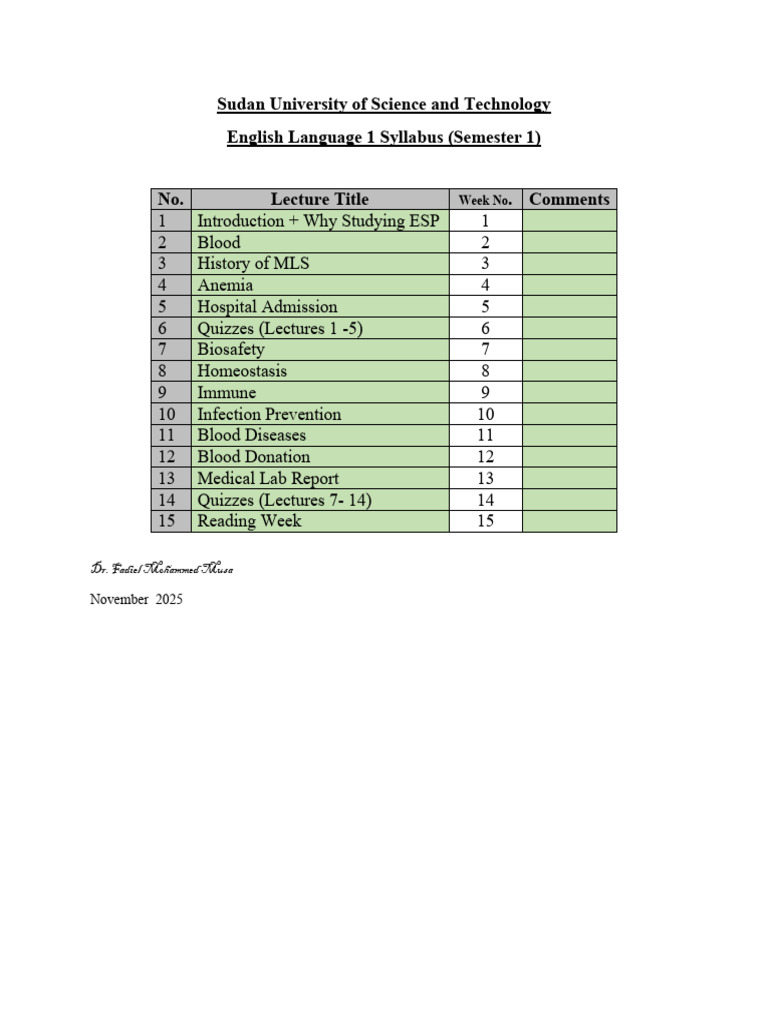 Syllabus Schedule (ESP) - 1767413002387 | PDF