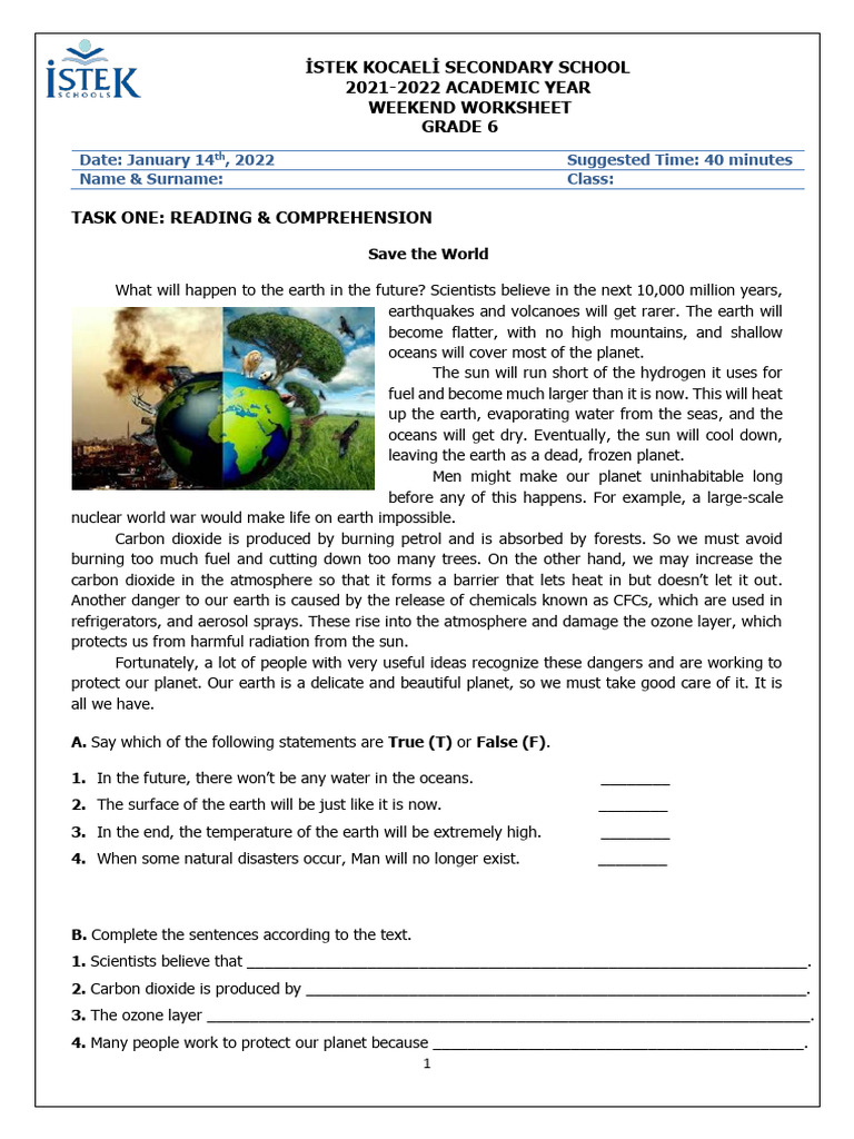 Grdae 6 January 14th Homework Duru Guney | PDF | Earth | Natural ...