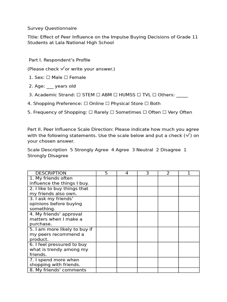 ABM PR2 G3 Survey Questionnaire | PDF