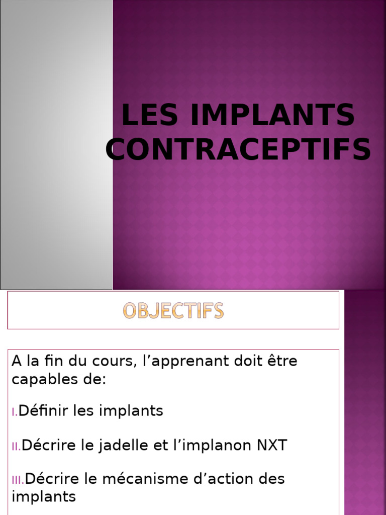 Guide des Implants Contraceptifs NXT et Jadelle | PDF | Spécialités ...
