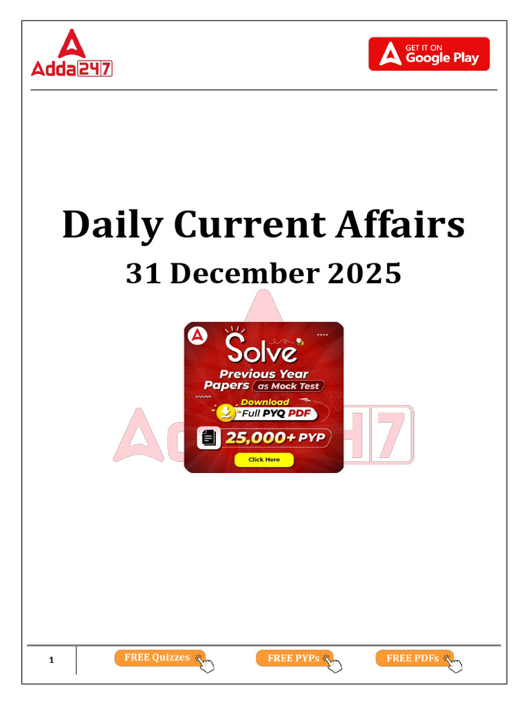 Daily Current Affairs: December 31, 2025 | PDF | Nuclear Power | Pearl ...