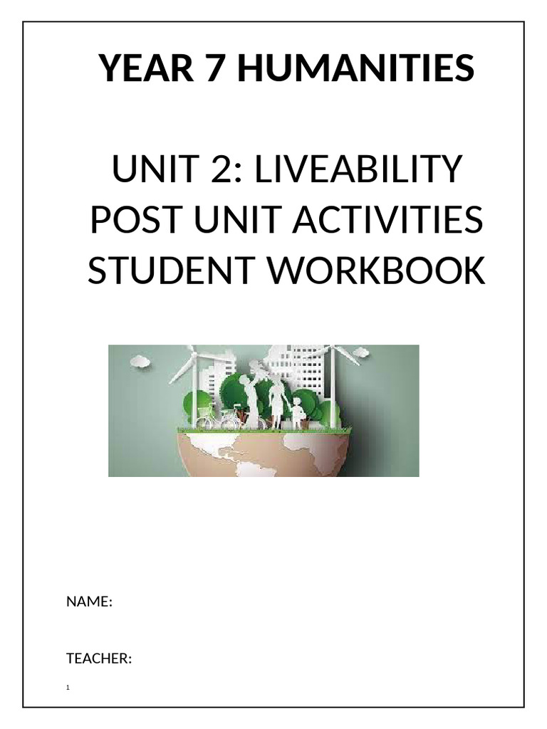 Year 7 Liveability Student Workbook | PDF