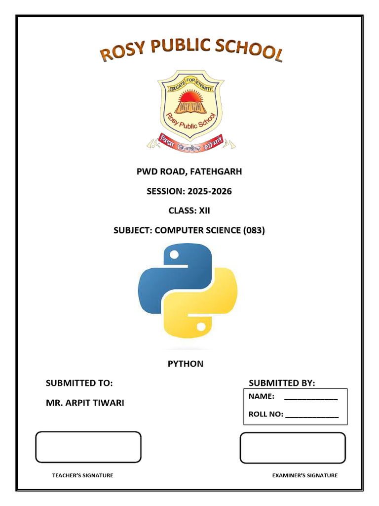 Computer Science XII Python Assignment | PDF