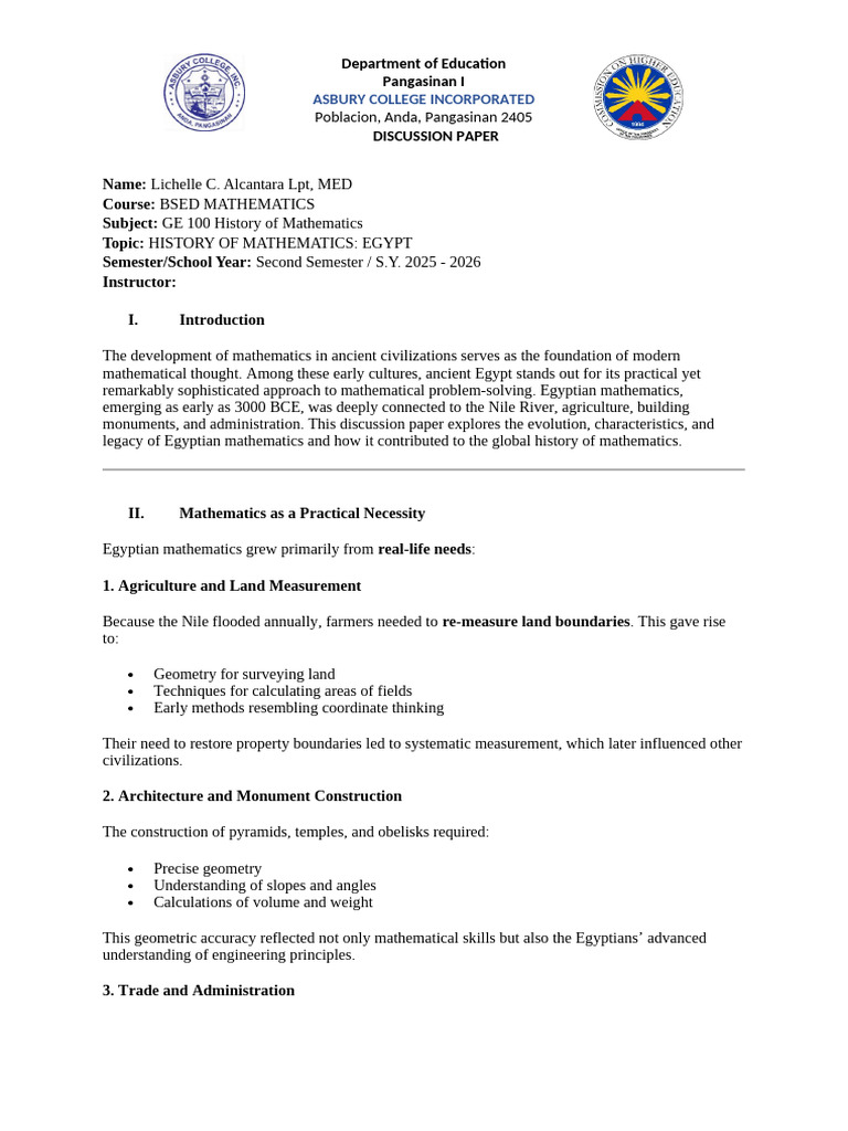 Discussion Paper Sample | PDF | Mathematics