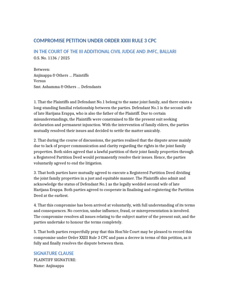 Compromise Petition OS1136 2025 | PDF
