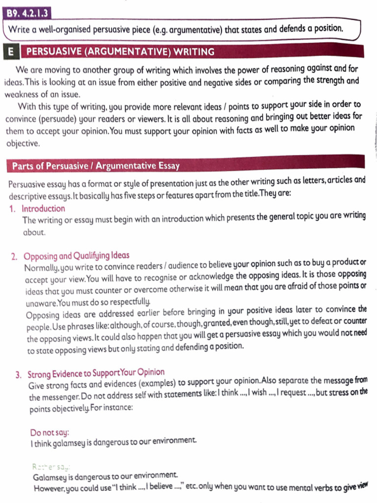 (WRITING) Persuasive & Rejoinder Writing B9 | PDF