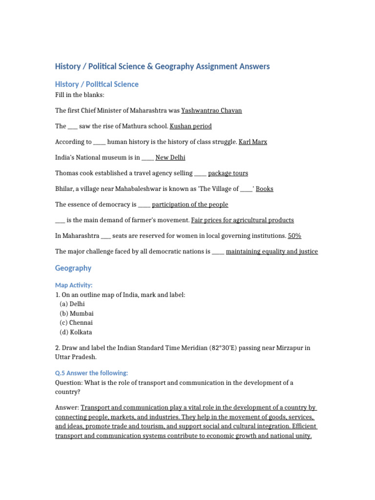 Assignment Answers Underlined | PDF