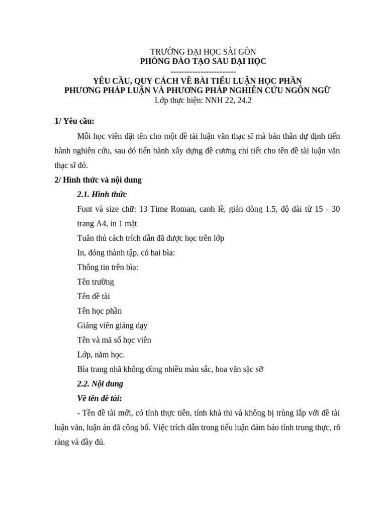 Quy Cach Bai Tieu Luan PPL&PPNCNN | PDF