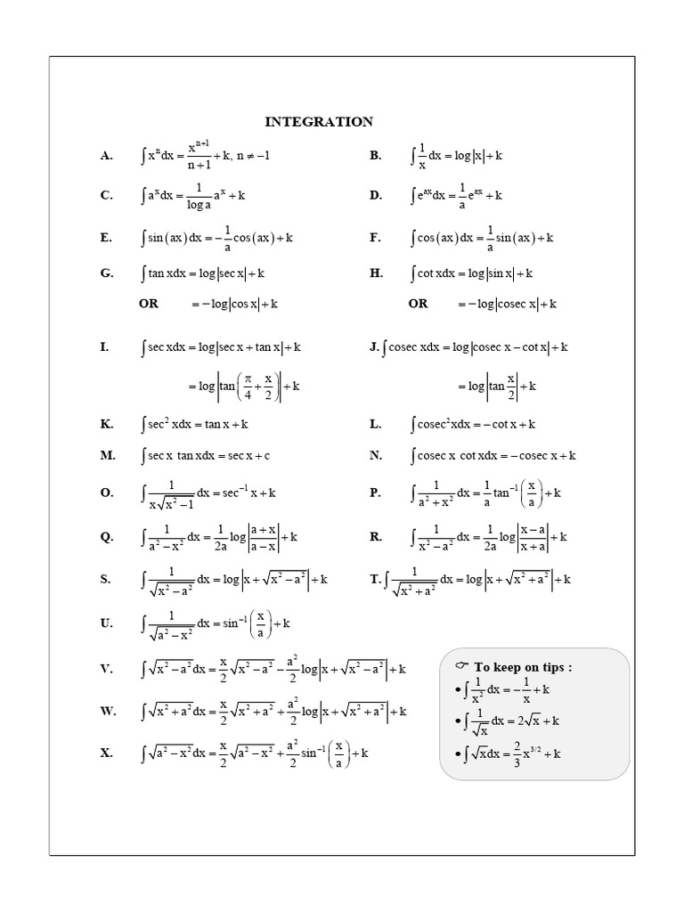 Integration Techniques and Examples | PDF | Function (Mathematics ...
