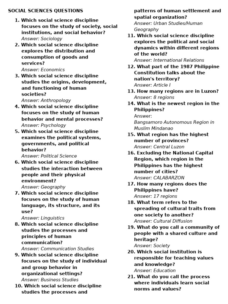 Key Social Sciences Concepts Explained | PDF | Social Sciences | Economics
