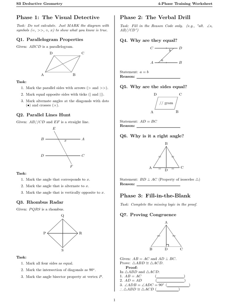 S3 Deductive Geometry Proof Practice | PDF | Classical Geometry | Geometry