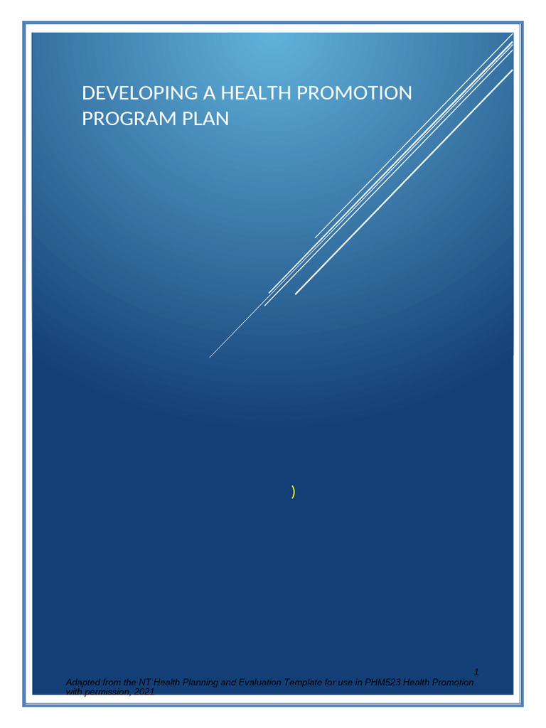 Health Promotion Plan for Wadeye Community | PDF | Health Promotion ...