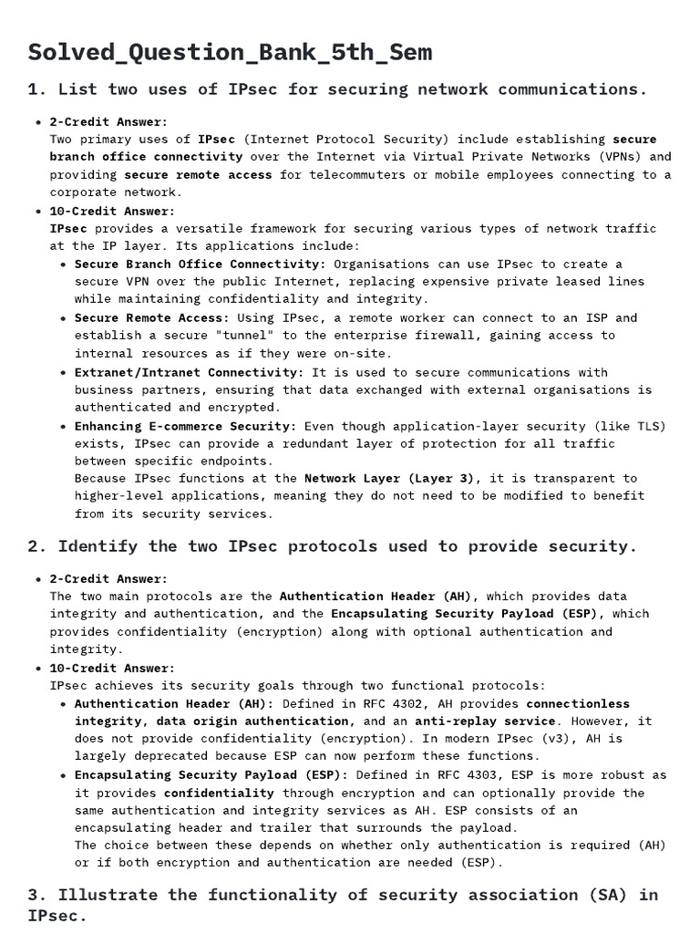 IPsec Security Protocols and Applications | PDF | Denial Of Service ...
