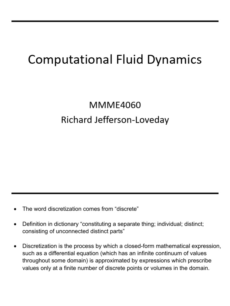 Discretization in Fluid Dynamics | PDF | Finite Difference | Partial ...