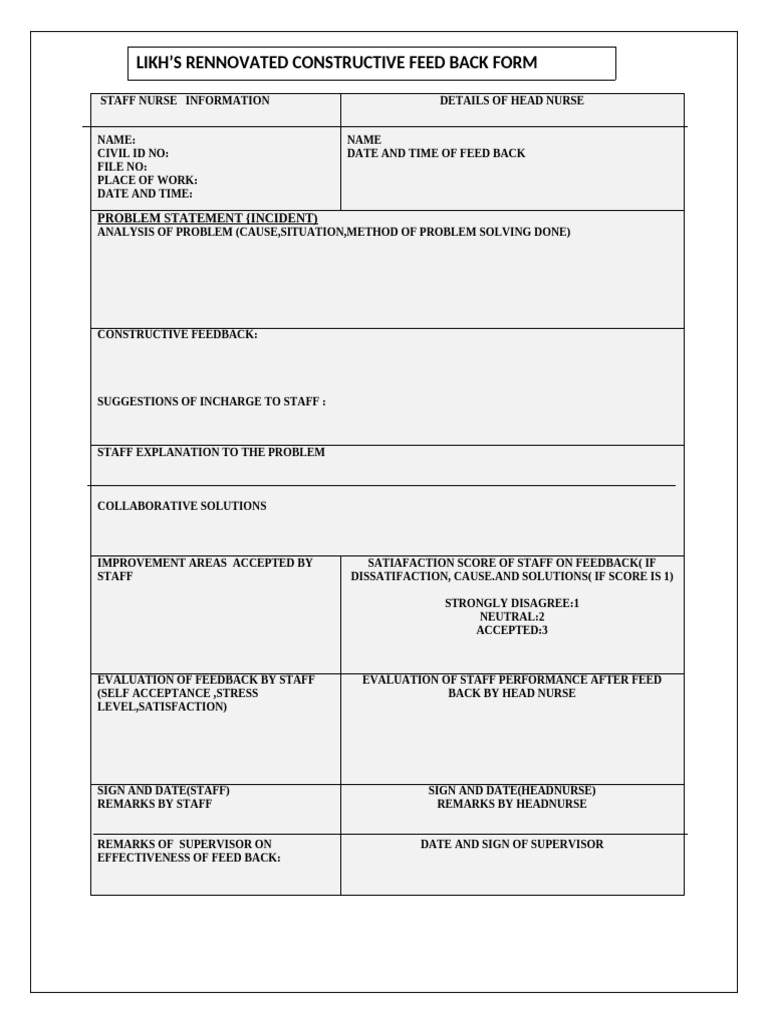 Likhs renovated constructive feedback form | PDF