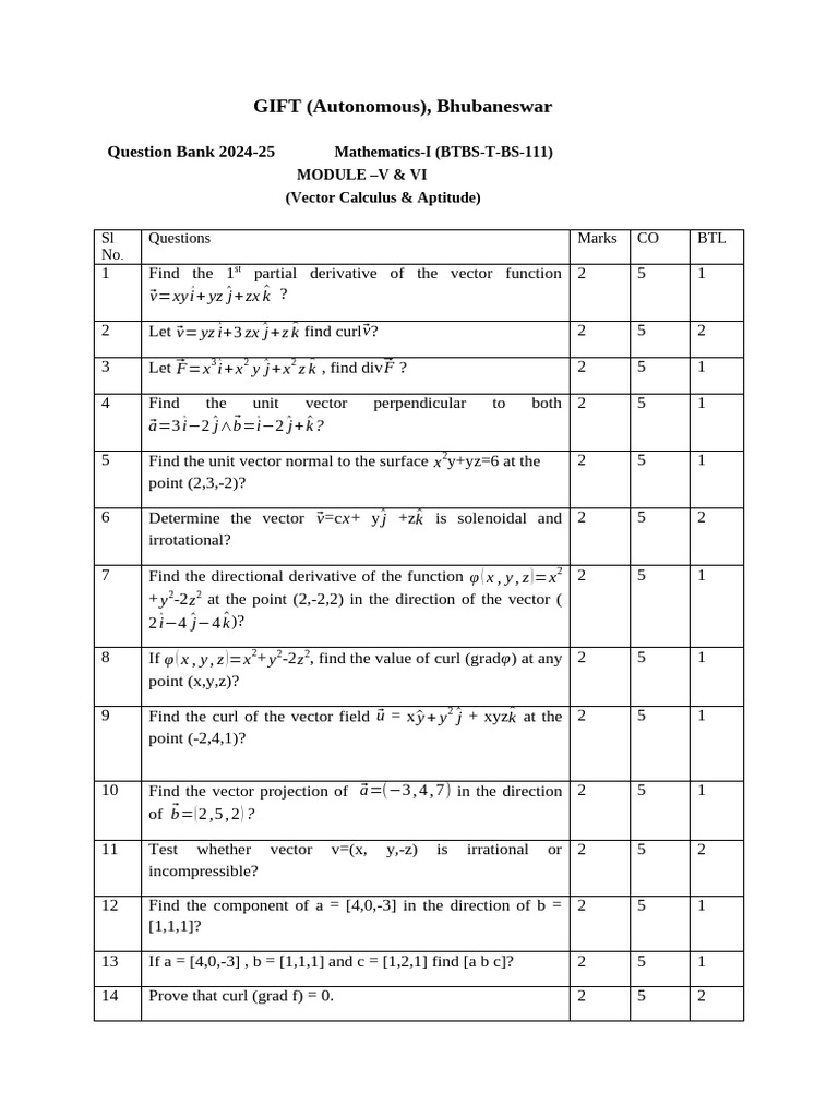 Mathematics-I Question Bank 2024-25 | PDF | Geometry | Linear Algebra