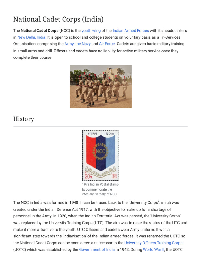 National Cadet Corps of India Overview | PDF | Military Science ...
