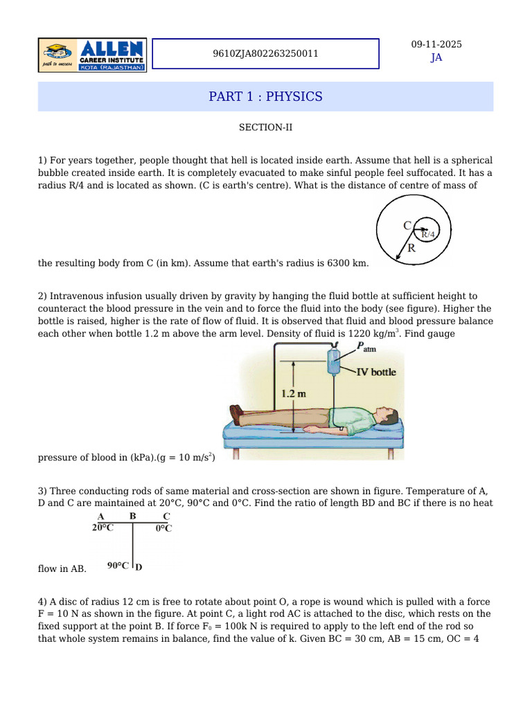 Physics and Chemistry Problem Set | PDF | Spectral Line | Gases