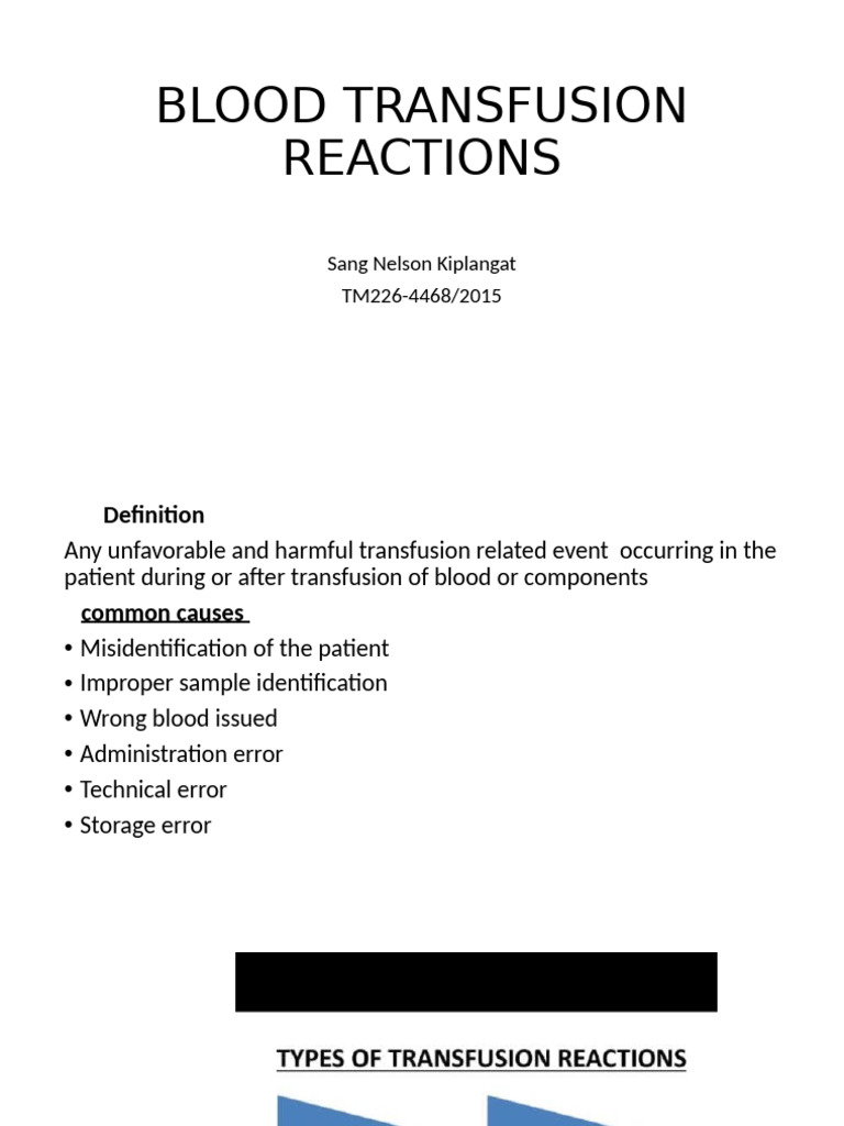Blood Transfusion Reactions Explained | PDF | Blood Transfusion | Blood