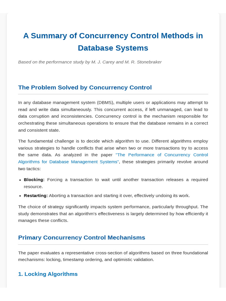 Concurrency Control Methods in Databases | PDF | Databases | Database ...