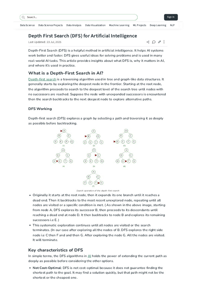 Depth-First Search in AI Explained | PDF | Combinatorics | Theoretical ...