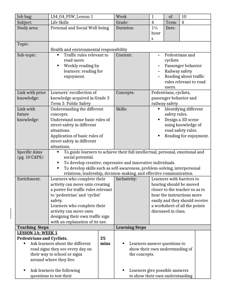 LS4_G4_PSW_Lesson_1 | PDF | Learning | Pedestrian